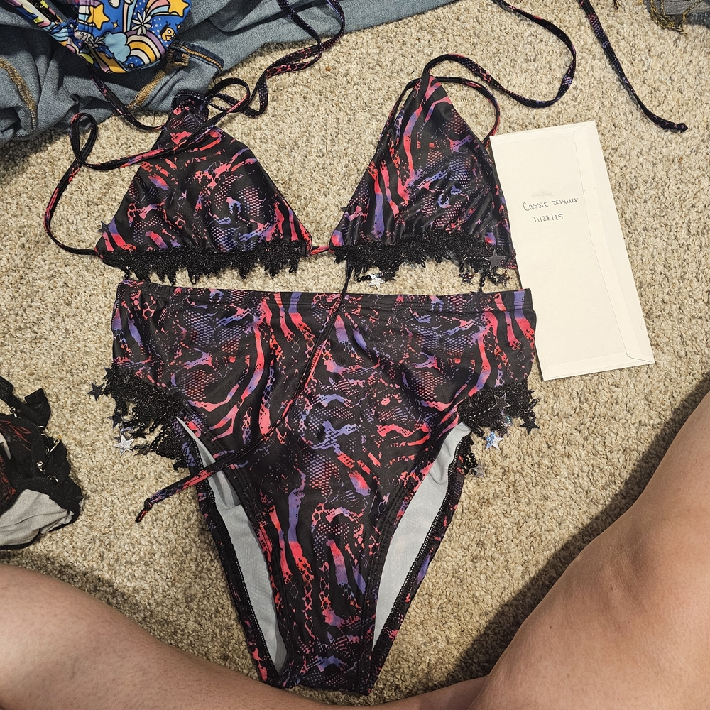 Women's Bikini Set - Black and Purple